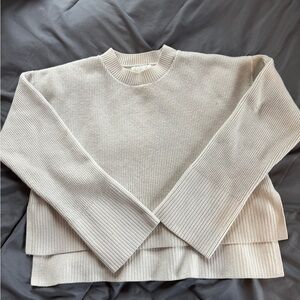 Pink Rose Off-White Ribbed Women's Sweater